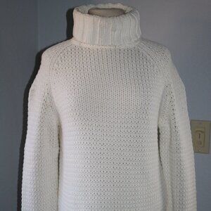 Liz Claiborne Women's Knitted Sweater Pullover Sz. M White Chunky Turtleneck